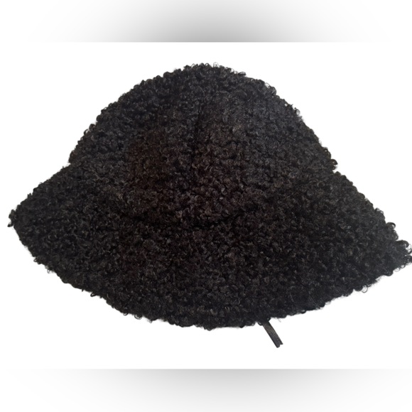 Black Textured Fuzzy Soft Retro OS Women’s Funky Black Bucket Hat Streetwear - Picture 2 of 5